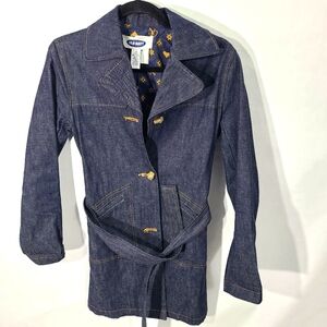Old Navy Women's‎ Size XS Denim Trenchcoat Dark Wash Blue Jean Jacket Outerwear